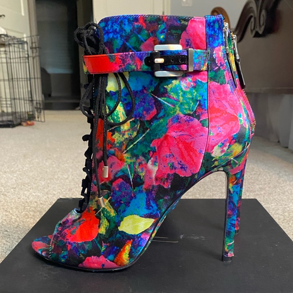 Brian Atwood Multicolor Satin Booties Open Toe